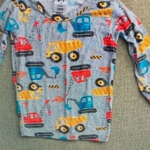 Kids Construction Vehicle Pajama Top - Blue/Yellow/Red